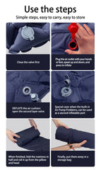 Ultralight Folding Camping Sleeping Pad with Pillow – Inflatable Air Mat for Outdoor Travel, Beach & Hiking