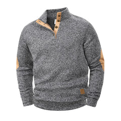 Men’s Henley Stand-Collar Pullover – Casual Long-Sleeve Sweatshirt