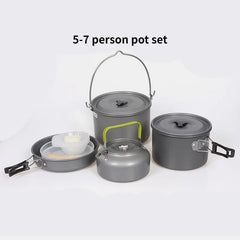 Lightweight Camping Cookware Set – Portable Pot & Pan Kit for 1–7 People