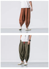 Men’s Oversized Cotton-Linen Harem Pants