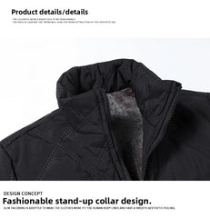 Men’s Stand Collar Windproof Cotton Jacket – Light Business Casual Autumn/Winter Coat