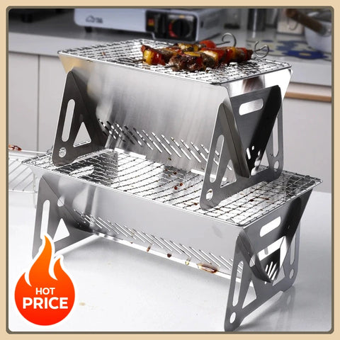 Stainless Steel Portable Camping Grill Set