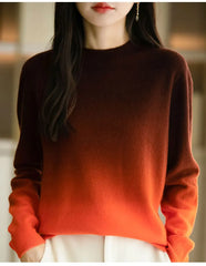 Women’s Gradient Wool Mock Collar Sweater – Thick & Warm