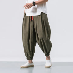 Men’s Oversized Cotton-Linen Harem Pants