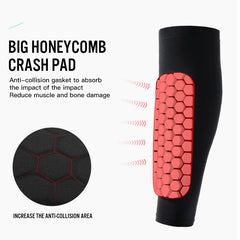 1PC Football Shin Guard Sleeve – Compression Calf Sock with Honeycomb Pads