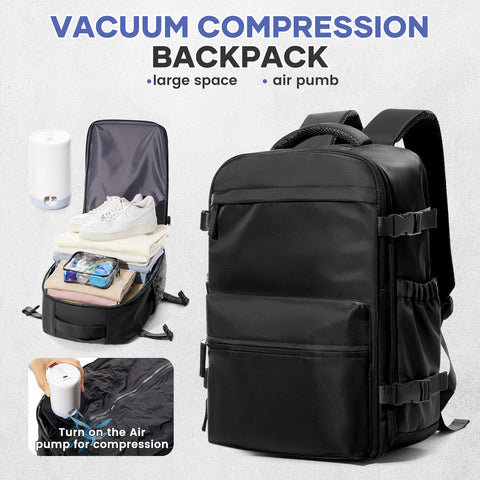 Expandable Vacuum Travel Backpack – Large Capacity Laptop & Business Bag for Men/Wome