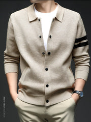 Men’s Knitted Cardigan Sweater – Fashionable Autumn/Winter Collar Jacket