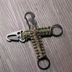 Outdoor Paracord Keychain Carabiner – Survival Kit with Bottle Opener & Rope Tools