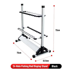 Aluminum Alloy Fishing Rod Rack – 24-Rod Holder Stand Organizer for Fishing Poles