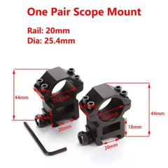 2PCS Scope Mount Rings — 25.4/30mm for 11mm & 20mm Dovetail/Picatinny + Flashlight Mount
