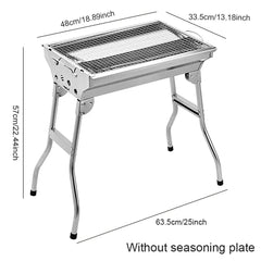 Portable Stainless Steel Foldable Charcoal BBQ Grill – Multi-Function Outdoor Camping & Picnic Barbecue