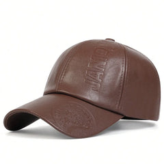Men’s Vintage Leather Baseball Cap – Retro Cowhide Military Hat