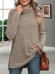Women’s Thick Striped Turtleneck Sweater – Warm Loose Knit Autumn Pullover