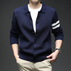 Men’s Knitted Cardigan Sweater – Fashionable Autumn/Winter Collar Jacket