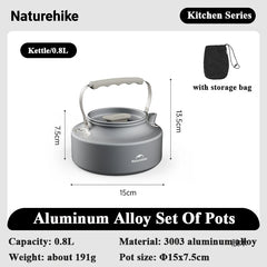 Naturehike Camping Cookware Set – Aluminum Alloy Pot Set for 4–7 People