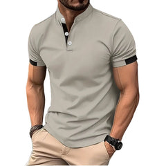 Men’s Slim Fit Golf Polo – Stand Collar Short Sleeve