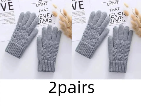 Winter Touchscreen Full-Finger Gloves – Warm Fleece Knit Gloves for Men & Women