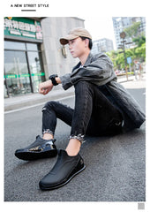 Men’s Waterproof Low-Top Rain Boots – Slip-On Anti-Slip Fishing & Kitchen Shoes
