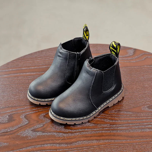 Kids Warm Plush Chelsea Boots – Autumn/Winter Fashion Ankle Boots with Zipper