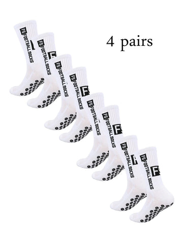 4 Pairs FS Mid-Tube Football Socks – Non-Slip & Breathable