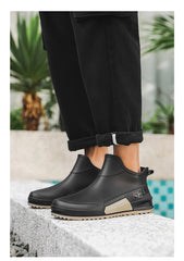 Unisex Short Tube Waterproof Rain Boots – Non-Slip Slip-On Outdoor Rubber Shoes