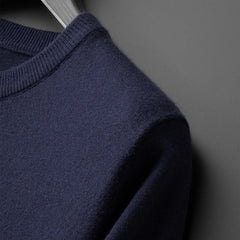 Luxury Men’s Striped Knit Sweater – Trendy Round Neck Autumn/Winter Pullover