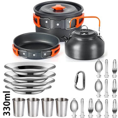 Outdoor Camping Cookware Set – Lightweight Aluminum Picnic Kit with Mesh Bag