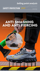 Rotating Button Men’s Safety Shoes – Anti-Smash, Anti-Puncture Work Sneakers