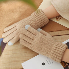 Winter Touchscreen Full-Finger Gloves – Warm Fleece Knit Gloves for Men & Women