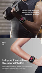 Y68 Smart Watch – Heart Rate, Oxygen & Blood Pressure Monitor for iOS & Android