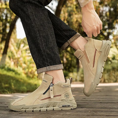 Men’s Casual Labor & Outdoor Climbing Shoes – Zipper, Non-Slip, Wear-Resistant Sneakers