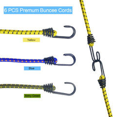 6pcs Elastic Bungee Cord Set – High-Elasticity Tie Down Straps for Camping, Bikes & Cars