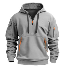 2025 Multi-Pocket Fleece Hoodie – Unisex Casual Pullover Sweatshirt
