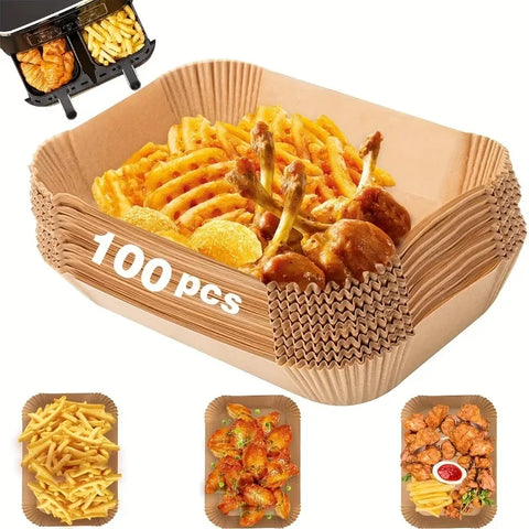 Extra Large Rectangular Air Fryer Liners – Non-Stick, Easy Clean, Oven Safe Paper Baskets
