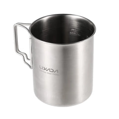 LIXADA 750ml Stainless Steel Camping Mug with Lid & Foldable Handle