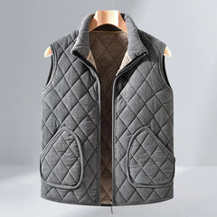 Men’s Winter Windproof Padded Jacket – Thick Fleece-Lined Diamond Quilted Coat