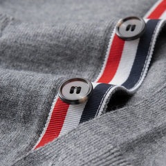 Men’s Classic Striped Knitted Cardigan – High-End V-Neck Sweater Coat