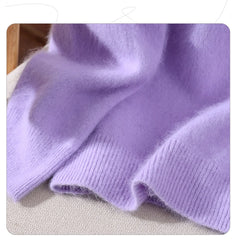 Women’s Mink Cashmere Pullover Sweater – High Collar