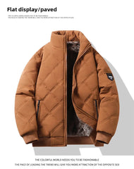 Men’s Stand Collar Windproof Cotton Jacket – Light Business Casual Autumn/Winter Coat