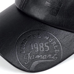 Men’s Vintage Leather Baseball Cap – Retro Cowhide Military Hat