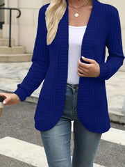 Women’s Solid Color Pit Stripe Cardigan – Soft Brushed Casual Jacket