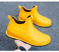 Men’s Waterproof Low-Top Rain Boots – Slip-On Anti-Slip Fishing & Kitchen Shoes