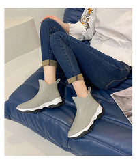 Women’s Waterproof Slip-On Ankle Rain Boots – PVC Anti-Slip Platform Shoes
