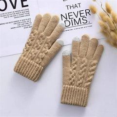 Winter Touchscreen Full-Finger Gloves – Warm Fleece Knit Gloves for Men & Women