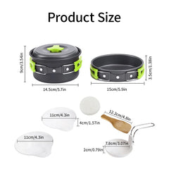 Camping Cookware Set – Portable Backpacker’s Outdoor Cooking Kit with Tableware & Storage Bag