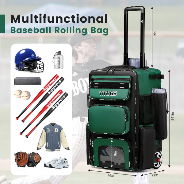 Multifunctional Outdoor Sports Trolley Baseball Bag – Large Capacity, Waterproof