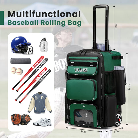 Multifunctional Outdoor Sports Trolley Baseball Bag – Large Capacity, Waterproof