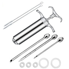 BBQ Meat Marinade Injector Syringe with 3 Stainless Steel Needles – Flavor Infuser for Steak, Pork & Chicken
