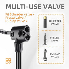 WEST BIKING 160PSI Portable Bike Pump – Presta & Schrader Valve