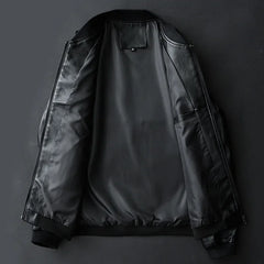 Men’s Black PU Leather Biker Jacket – 2024 Autumn Korean Slim Fit Casual Coat